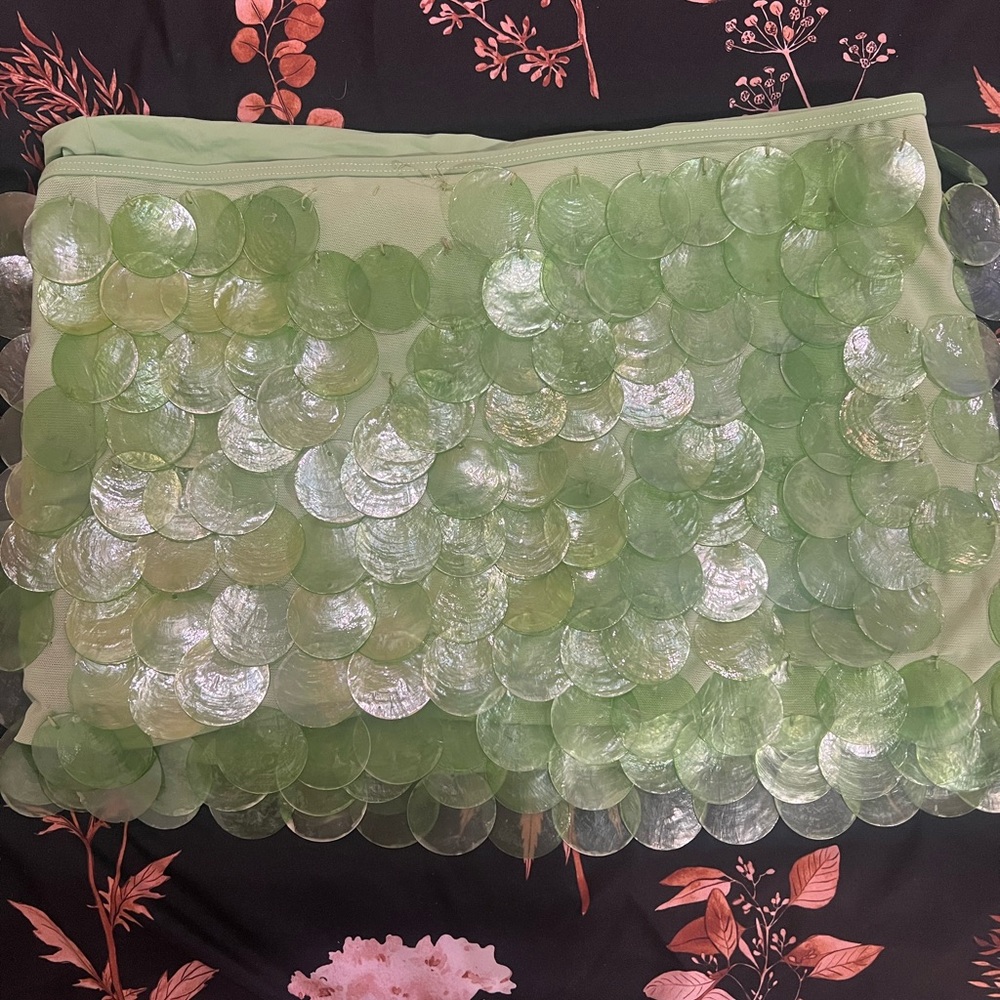 White Fox Boutique Iridescent Green Mini Skirt